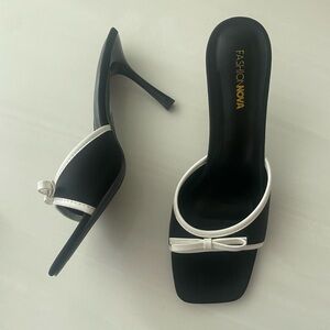 Satin Black and White Contrast Heels